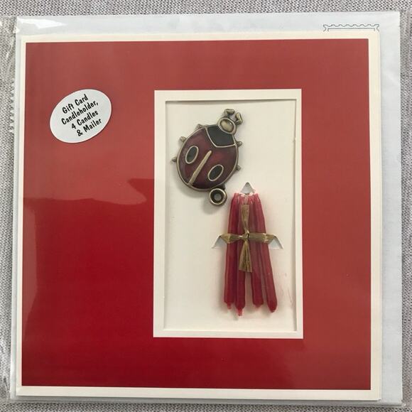 Greeting Cards 4 Set Lady Bug Candle Holders with Tiny Candles - Picture 3 of 9